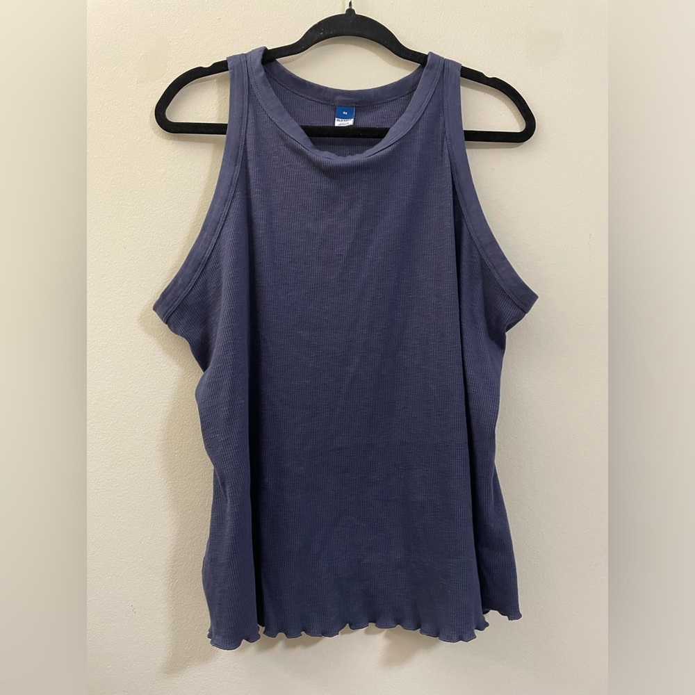 Old Navy Ruffle Hem Tank Top in Navy Blue - 3X‎